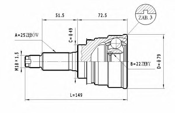ШРУС с пыльником STATIM C.634