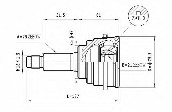 ШРУС с пыльником STATIM C.637