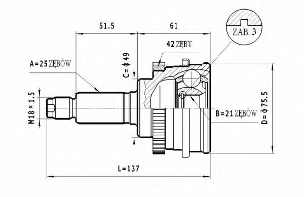 ШРУС с пыльником STATIM C.638