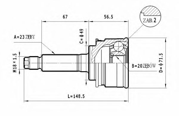 ШРУС с пыльником STATIM C.640