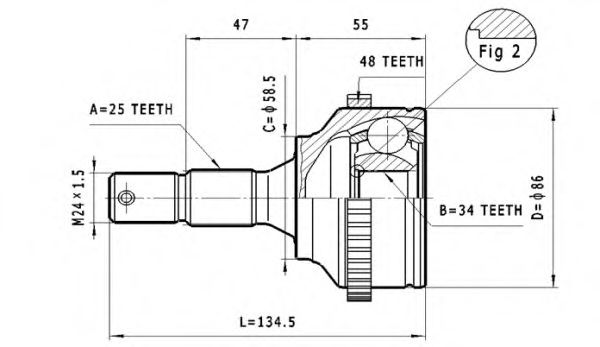 ШРУС с пыльником STATIM C.104