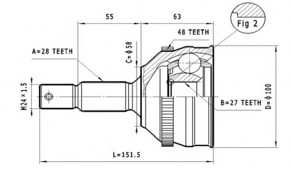 ШРУС с пыльником STATIM C.107