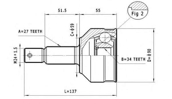 ШРУС с пыльником STATIM C.108