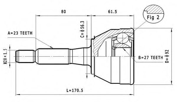 ШРУС с пыльником STATIM C.370