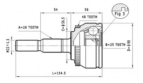 ШРУС с пыльником STATIM C.380