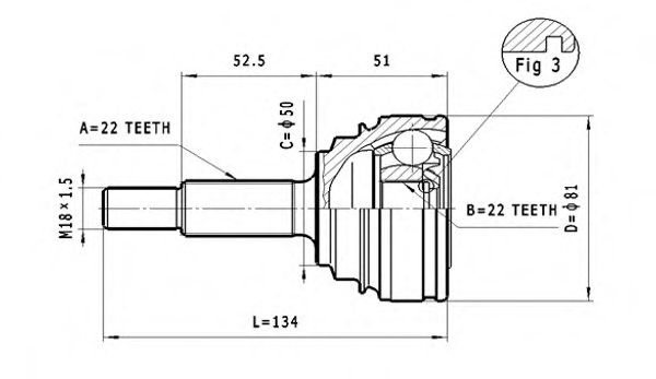 ШРУС с пыльником STATIM C.381