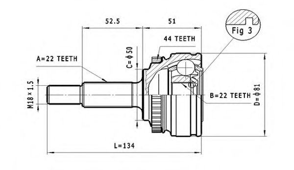 ШРУС с пыльником STATIM C.382