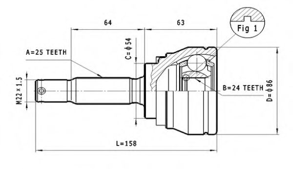 ШРУС с пыльником STATIM C.623