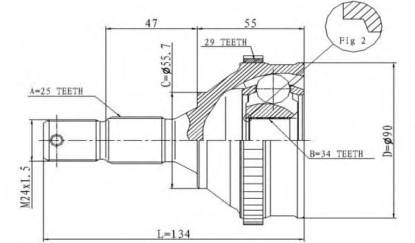 ШРУС с пыльником STATIM C.116