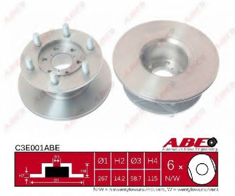 Тормозной диск ABE C3E001ABE Тормозной диск ABE C3E001ABE
