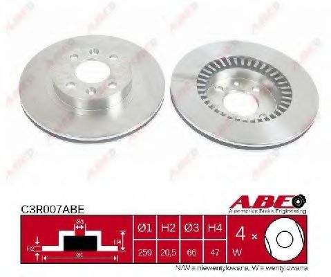 Тормозной диск ABE C3R007ABE Тормозной диск ABE C3R007ABE