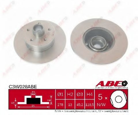Тормозной диск ABE C3W028ABE Тормозной диск ABE C3W028ABE