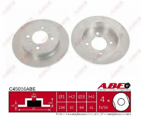 Тормозной диск ABE C45016ABE Тормозной диск ABE C45016ABE