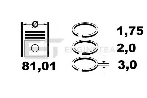 Комплект поршневых колец ET ENGINETEAM R1009100 Комплект поршневых колец ET ENGINETEAM R1009100