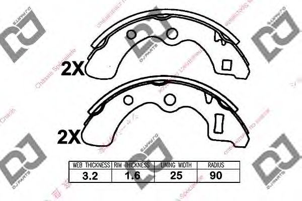 Тормозные колодки барабанные DJ PARTS BS1326