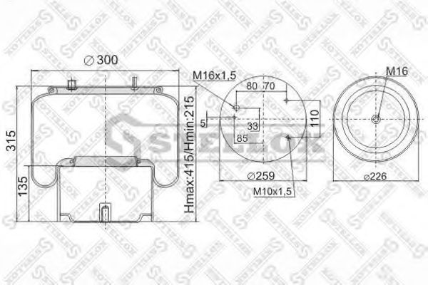 Кожух пневматической рессоры STELLOX 90-08361-SX