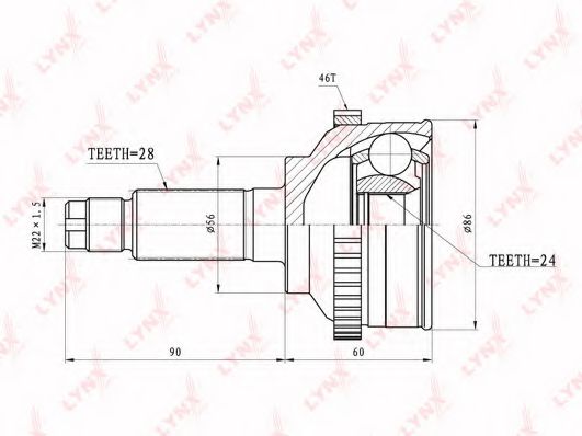 ШРУС с пыльником Hyundai/Kia 0K9A62560X ШРУС с пыльником Hyundai/Kia 0K9A62560X