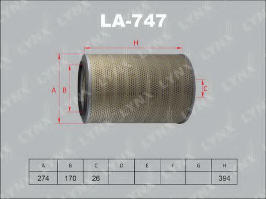 Воздушный фильтр lynxauto LA-747