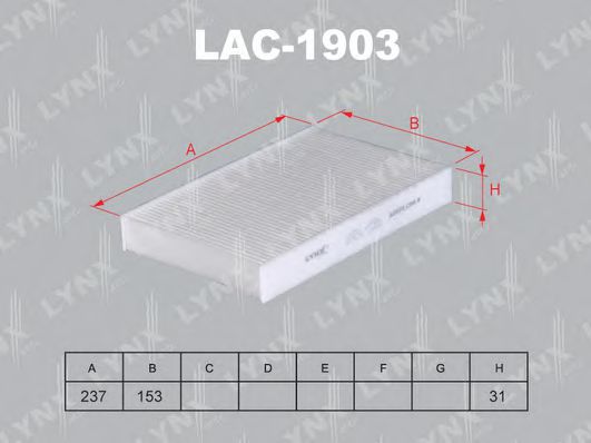 Фильтр салона lynxauto LAC-1903