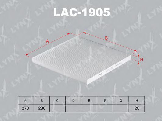 Фильтр салона lynxauto LAC-1905