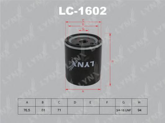Масляный фильтр lynxauto LC-1602