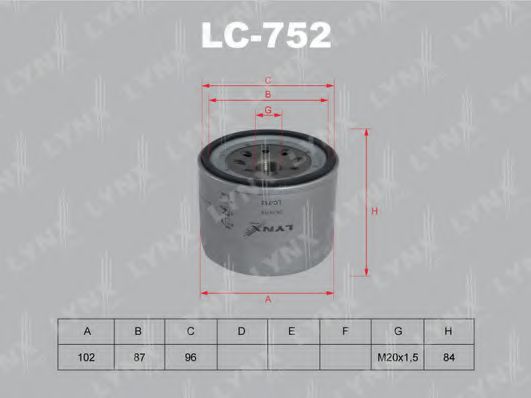 Масляный фильтр lynxauto LC-752
