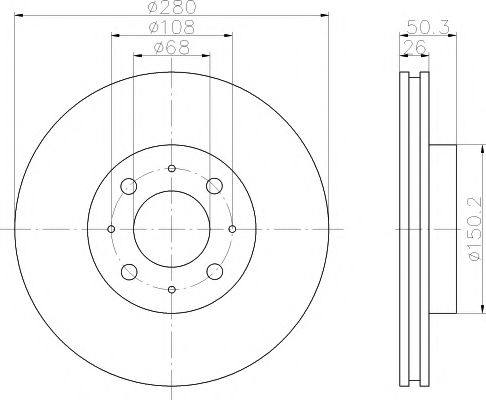 Тормозной диск BEHR/HELLA 8DD 355 102-901