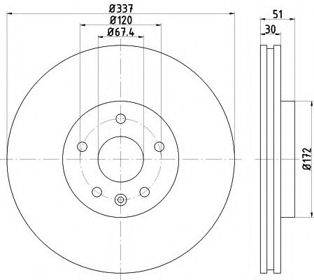 Тормозной диск BEHR/HELLA 8DD 355 116-051