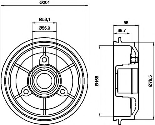 Тормозной барабан BEHR/HELLA 8DT 355 300-051