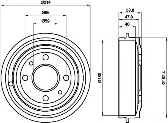 Тормозной барабан BEHR/HELLA 8DT 355 300-081