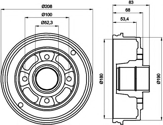 Тормозной барабан BEHR/HELLA 8DT 355 300-351