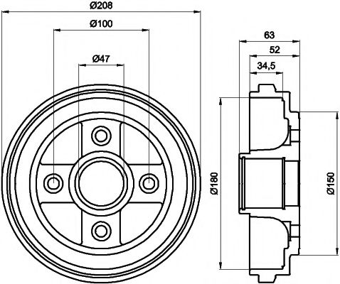 Тормозной барабан BEHR/HELLA 8DT 355 300-381