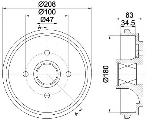 Тормозной барабан BEHR/HELLA 8DT 355 300-991
