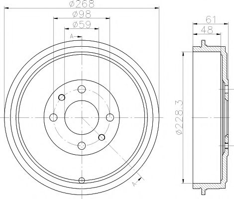 Тормозной барабан BEHR/HELLA 8DT 355 301-091