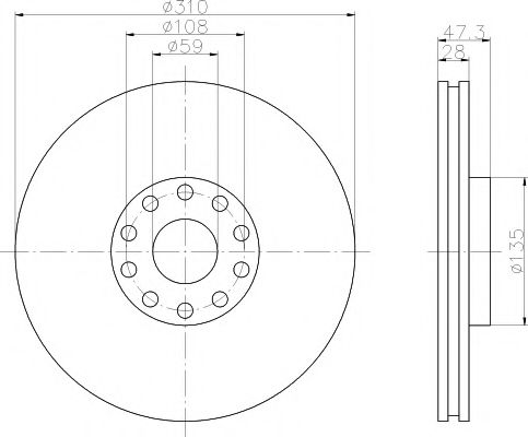 Тормозной диск BEHR/HELLA 8DD 355 106-581