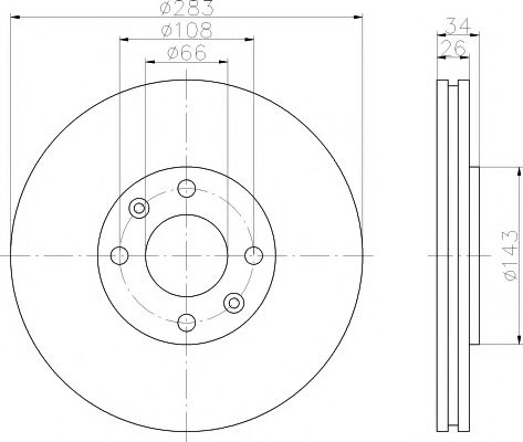 Тормозной диск BEHR/HELLA 8DD 355 108-371