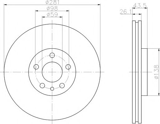 Тормозной диск BEHR/HELLA 8DD 355 104-451
