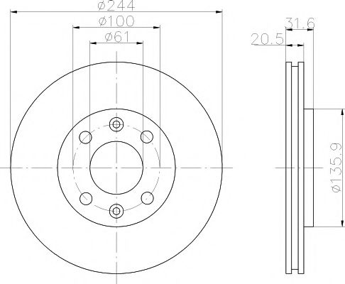 Тормозной диск BEHR/HELLA 8DD 355 102-151