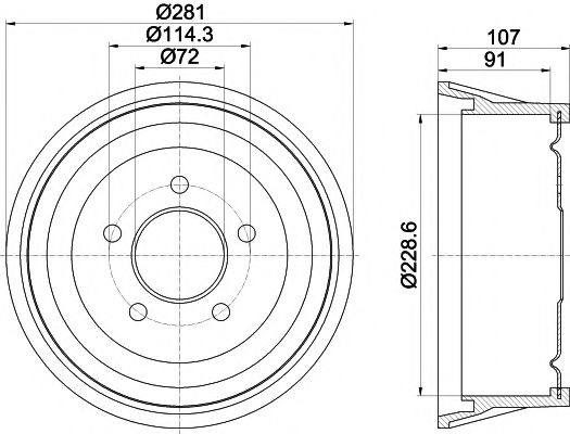 Тормозной барабан behrhella 8DT 355 301-771