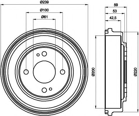 Тормозной барабан BEHR/HELLA 8DT 355 301-981