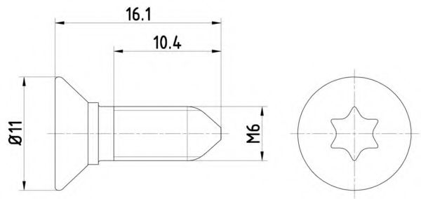Болт, диск тормозного механизма BEHR/HELLA 8DZ 355 209-081