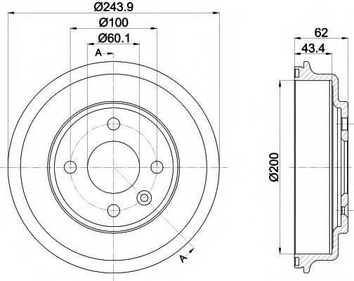 Тормозной барабан BEHR/HELLA 8DT 355 302-651