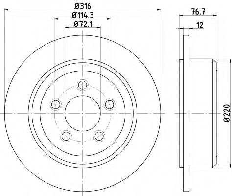 Тормозной диск BEHR/HELLA 8DD 355 122-221