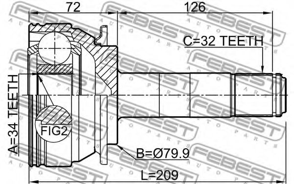 ШРУС FEBEST 1611-164R ШРУС FEBEST 1611-164R