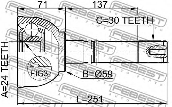 ШРУС FEBEST 0110-058 ШРУС FEBEST 0110-058