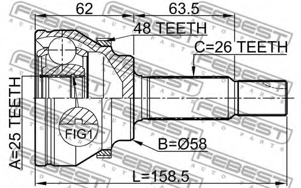ШРУС FEBEST 0110-AZT250A48 ШРУС FEBEST 0110-AZT250A48