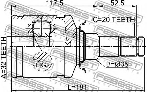 ШРУС FEBEST 0111-CT220LH ШРУС FEBEST 0111-CT220LH