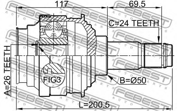 ШРУС FEBEST 0111-MCX20LH ШРУС FEBEST 0111-MCX20LH