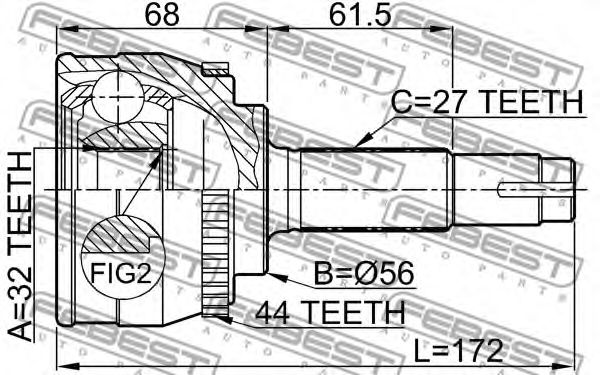 ШРУС FEBEST 0210-057A44 ШРУС FEBEST 0210-057A44