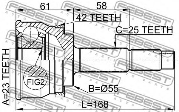 ШРУС FEBEST 0210-061A42 ШРУС FEBEST 0210-061A42